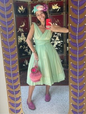 1950s silk dollcore cocktail dress